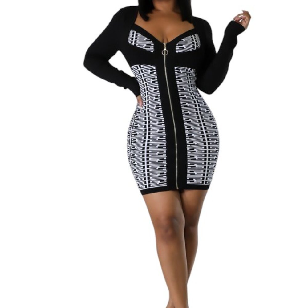 Long-Sleeve Stretch Bodycon Sweater Dress
